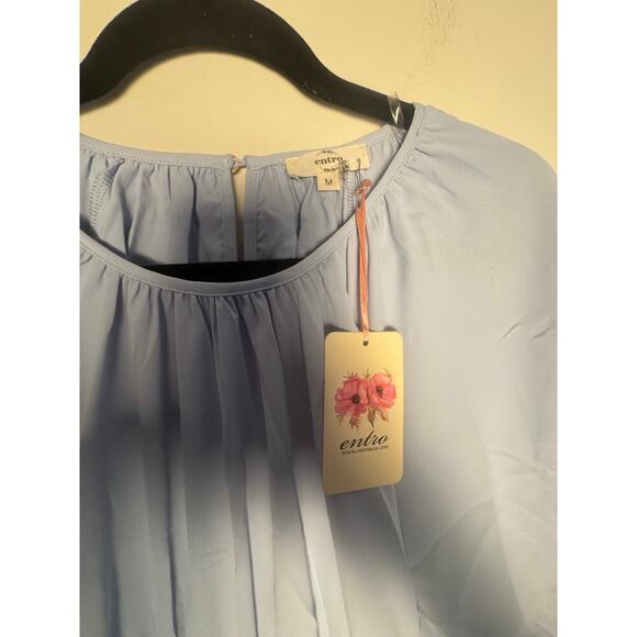 Entro Women’s Baby Blue Cut out Puff Sleeve Dress NWT Size Medium - Picture 2 of 9